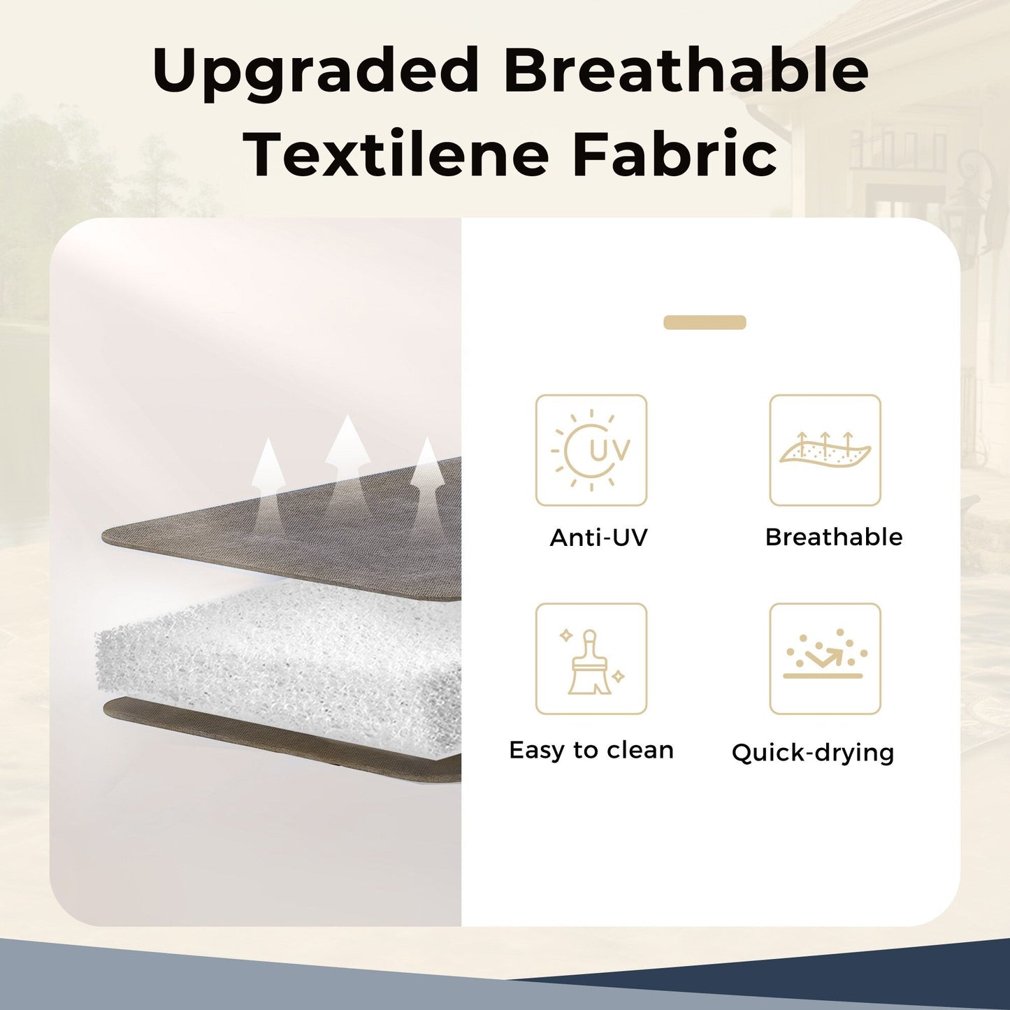 MAISON ARTS Set da pranzo per patio da 9 pezzi, tavolo quadrato in metallo da 60 pollici e sedie da pranzo con cinghie