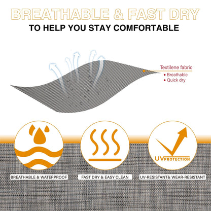 MAISON?ARTS Set da pranzo per patio da 9 pezzi, tavolo quadrato in metallo da 60 pollici e sedie a dondolo da pranzo con cinghie