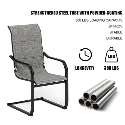 MAISON?ARTS Set da pranzo per patio da 9 pezzi, tavolo quadrato in metallo da 60 pollici e sedie a dondolo da pranzo con cinghie