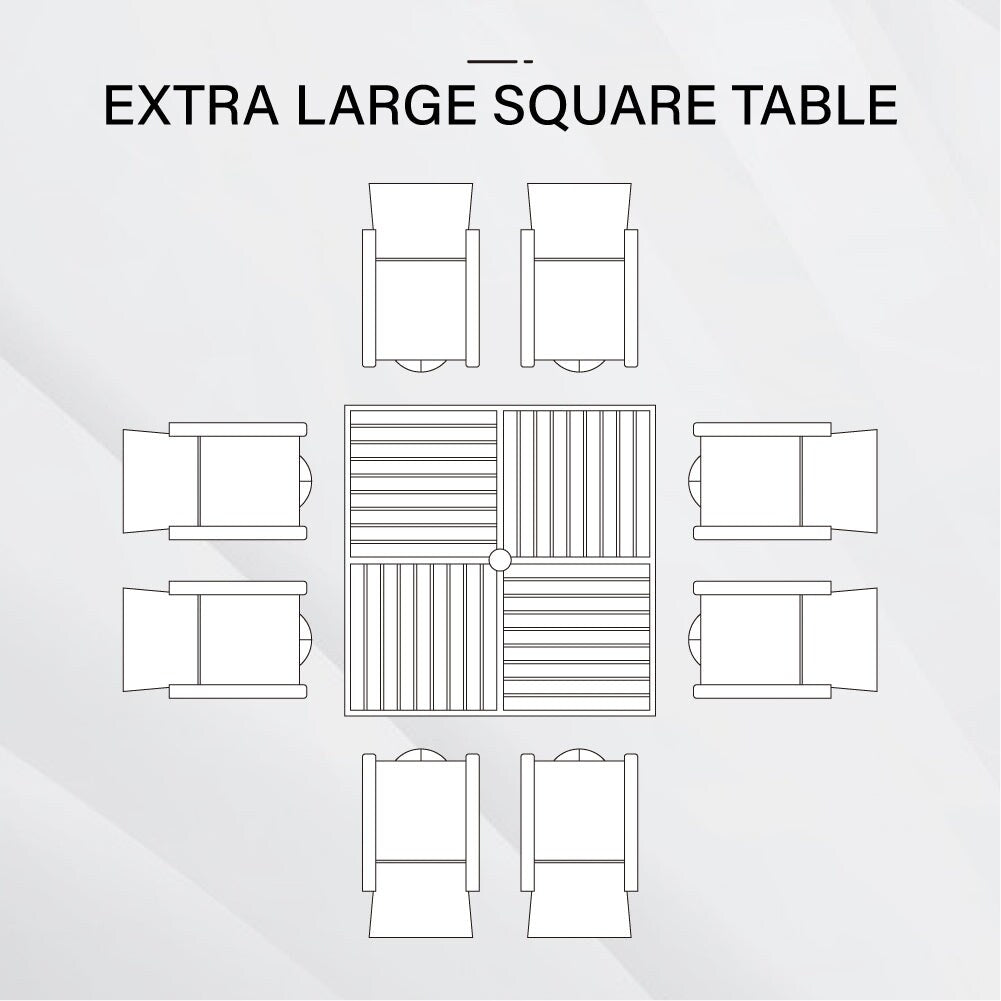 MAISON?ARTS Set da pranzo per patio da 9 pezzi, tavolo quadrato in metallo da 60 pollici e sedie a dondolo da pranzo con cinghie