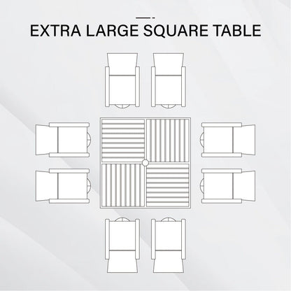 MAISON?ARTS Set da pranzo per patio da 9 pezzi, tavolo quadrato in metallo da 60 pollici e sedie a dondolo da pranzo con cinghie