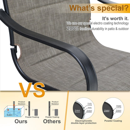 MAISON?ARTS Set da pranzo per patio da 9 pezzi, tavolo quadrato in metallo da 60 pollici e sedie a dondolo da pranzo con cinghie