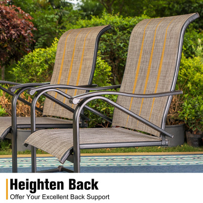 MAISON?ARTS Set da pranzo per patio da 9 pezzi, tavolo quadrato in metallo da 60 pollici e sedie a dondolo da pranzo con cinghie