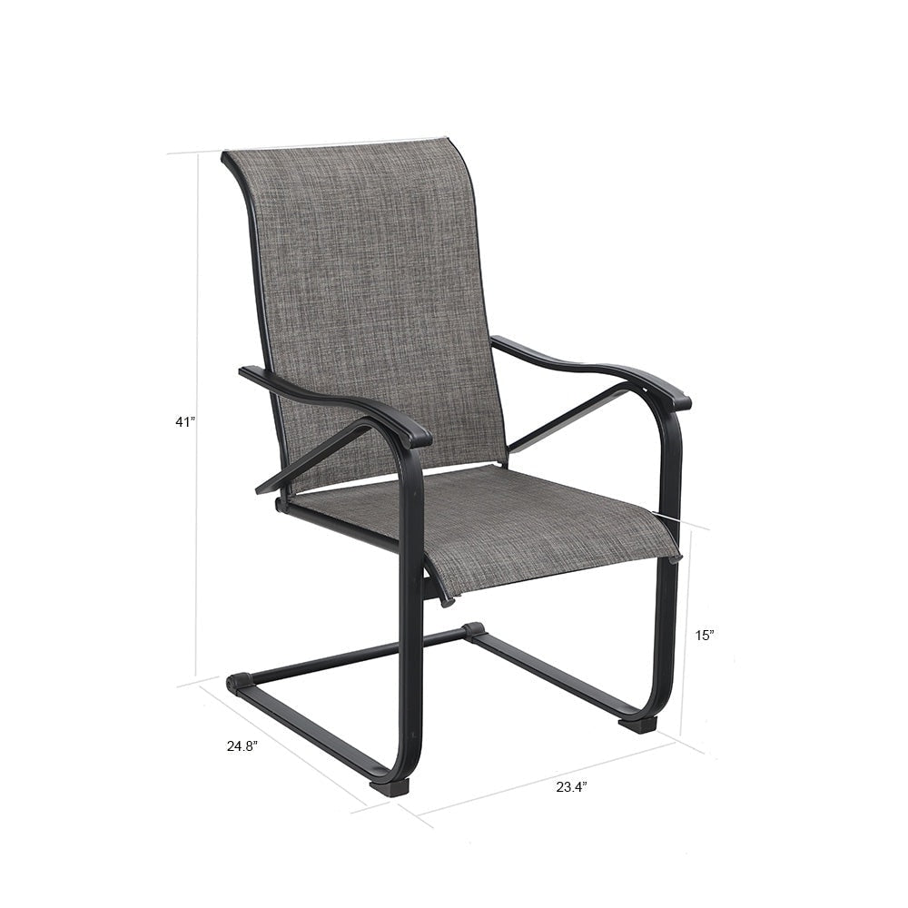 MAISON?ARTS Set da pranzo per patio da 9 pezzi, tavolo quadrato in metallo da 60 pollici e sedie a dondolo da pranzo con cinghie