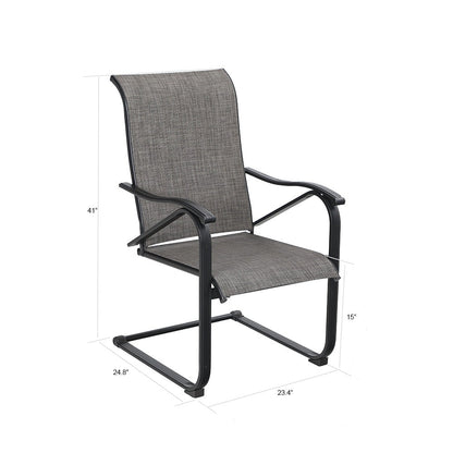 MAISON?ARTS Set da pranzo per patio da 9 pezzi, tavolo quadrato in metallo da 60 pollici e sedie a dondolo da pranzo con cinghie