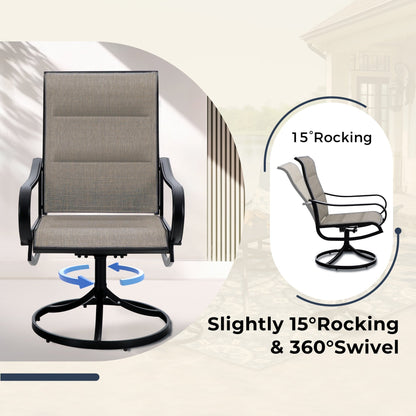 MAISON ARTS Set da pranzo per patio da 9 pezzi, tavolo quadrato in metallo da 60 pollici e sedie da pranzo con cinghie