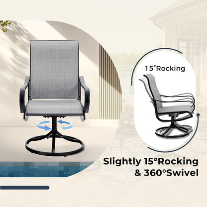 MAISON ARTS Set da pranzo per patio da 9 pezzi, tavolo quadrato in metallo da 60 pollici e sedie da pranzo con cinghie