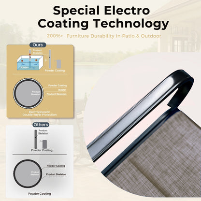 MAISON ARTS Set da pranzo per patio da 9 pezzi, tavolo quadrato in metallo da 60 pollici e sedie da pranzo con cinghie