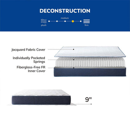 Materasso in memory foam ibrido da 9 pollici, misura media, matrimoniale