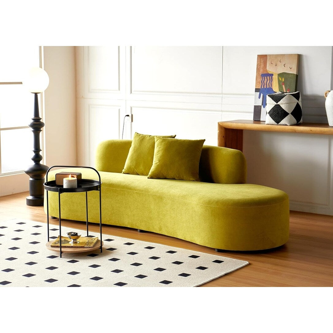 Divano da soggiorno curvo in velluto a mezzaluna da 90,2 pollici