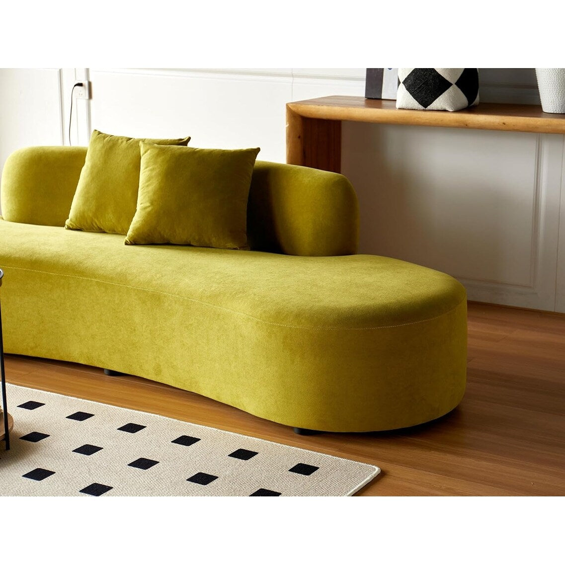 Divano da soggiorno curvo in velluto a mezzaluna da 90,2 pollici