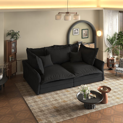 90.55 Divani moderni con seduta profonda e molteplici cuscini grandi e morbidi