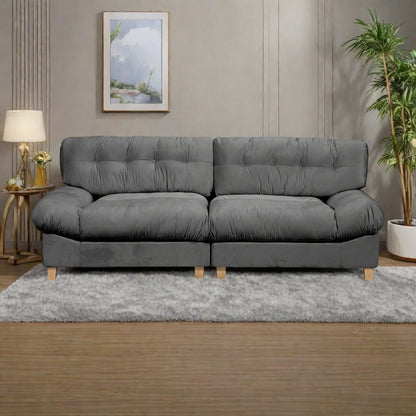 Divano a 3 posti in tessuto 90.5 con schiuma ad alta densità e base in legno massello