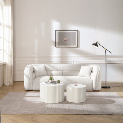 Divano curvo imbottito moderno contemporaneo 91 con 2 cuscini per soggiorno