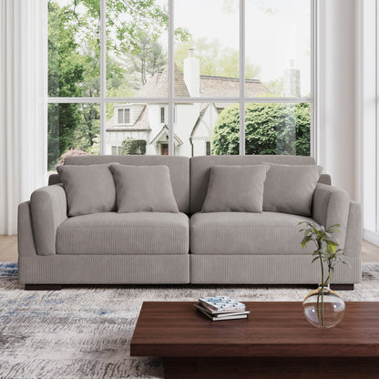 Divano a due posti da 90 pollici, moderno e accogliente, in velluto a coste