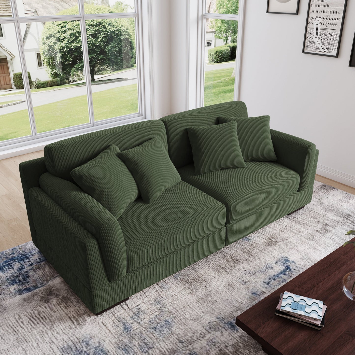 Divano a due posti da 90 pollici, moderno e accogliente, in velluto a coste