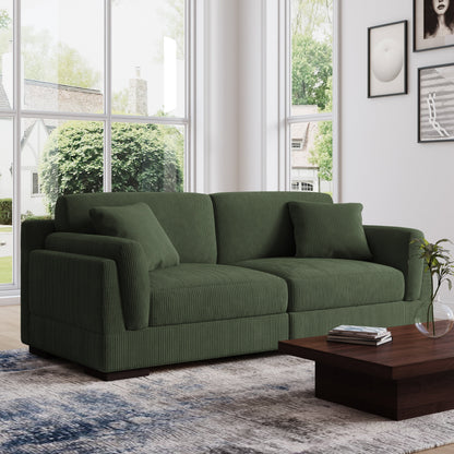 Divano a due posti da 90 pollici, moderno e accogliente, in velluto a coste