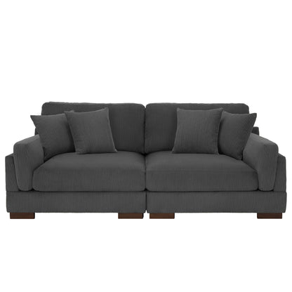 Divano a due posti da 90 pollici, moderno e accogliente, in velluto a coste