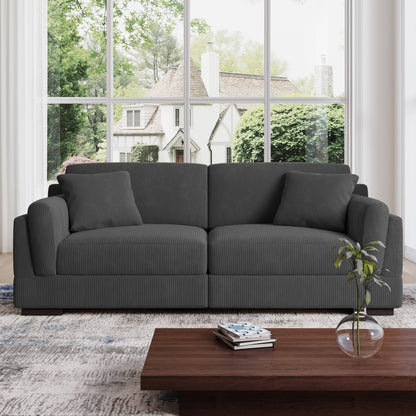 Divano a due posti da 90 pollici, moderno e accogliente, in velluto a coste