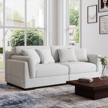 Divano a due posti da 90 pollici, moderno e accogliente, in velluto a coste