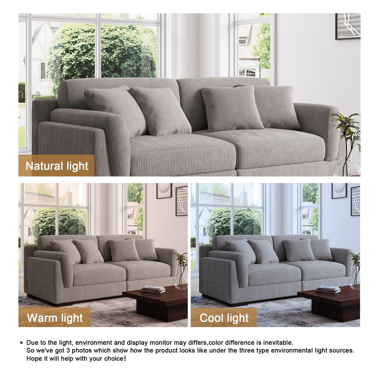 Divano a due posti da 90 pollici, moderno e accogliente, in velluto a coste