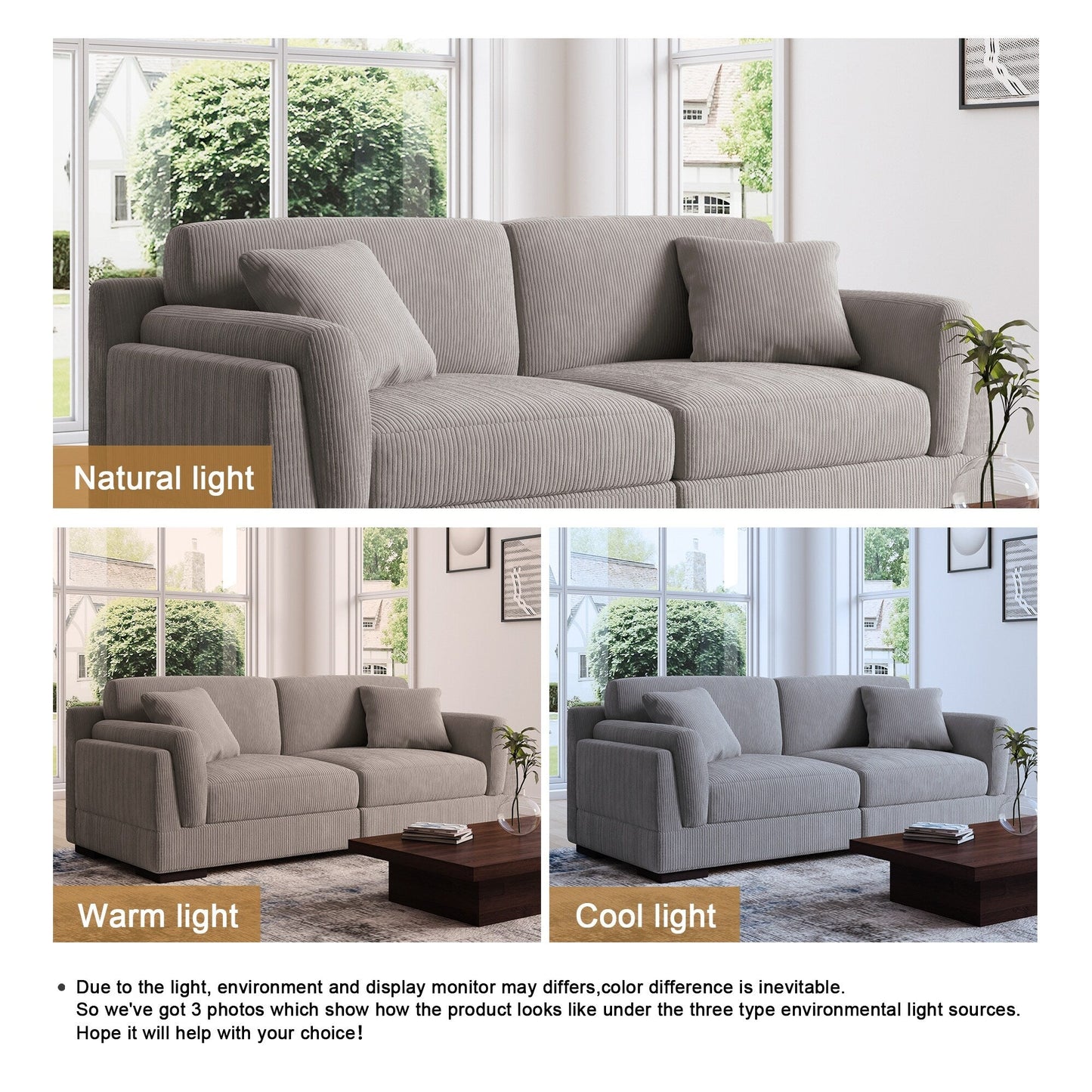 Divano a due posti da 90 pollici, moderno e accogliente, in velluto a coste