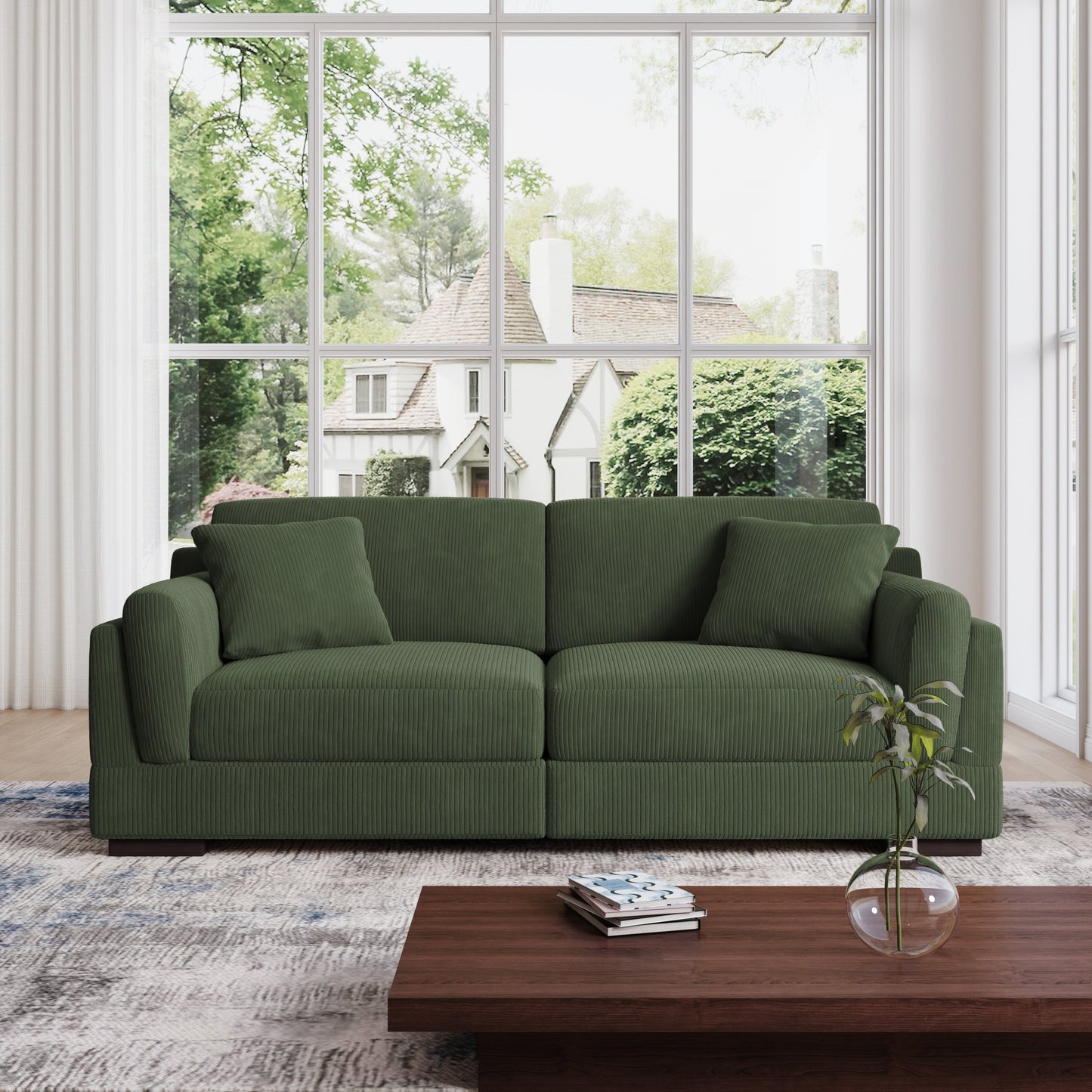 Divano a due posti da 90 pollici, moderno e accogliente, in velluto a coste