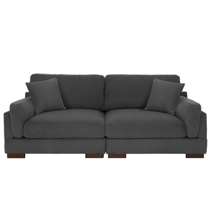 Divano a due posti da 90 pollici, moderno e accogliente, in velluto a coste