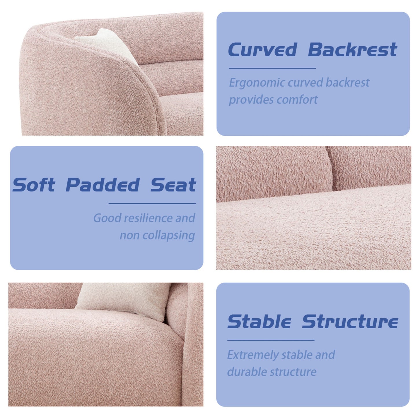 Divano curvo imbottito moderno contemporaneo 91 con 2 cuscini per soggiorno