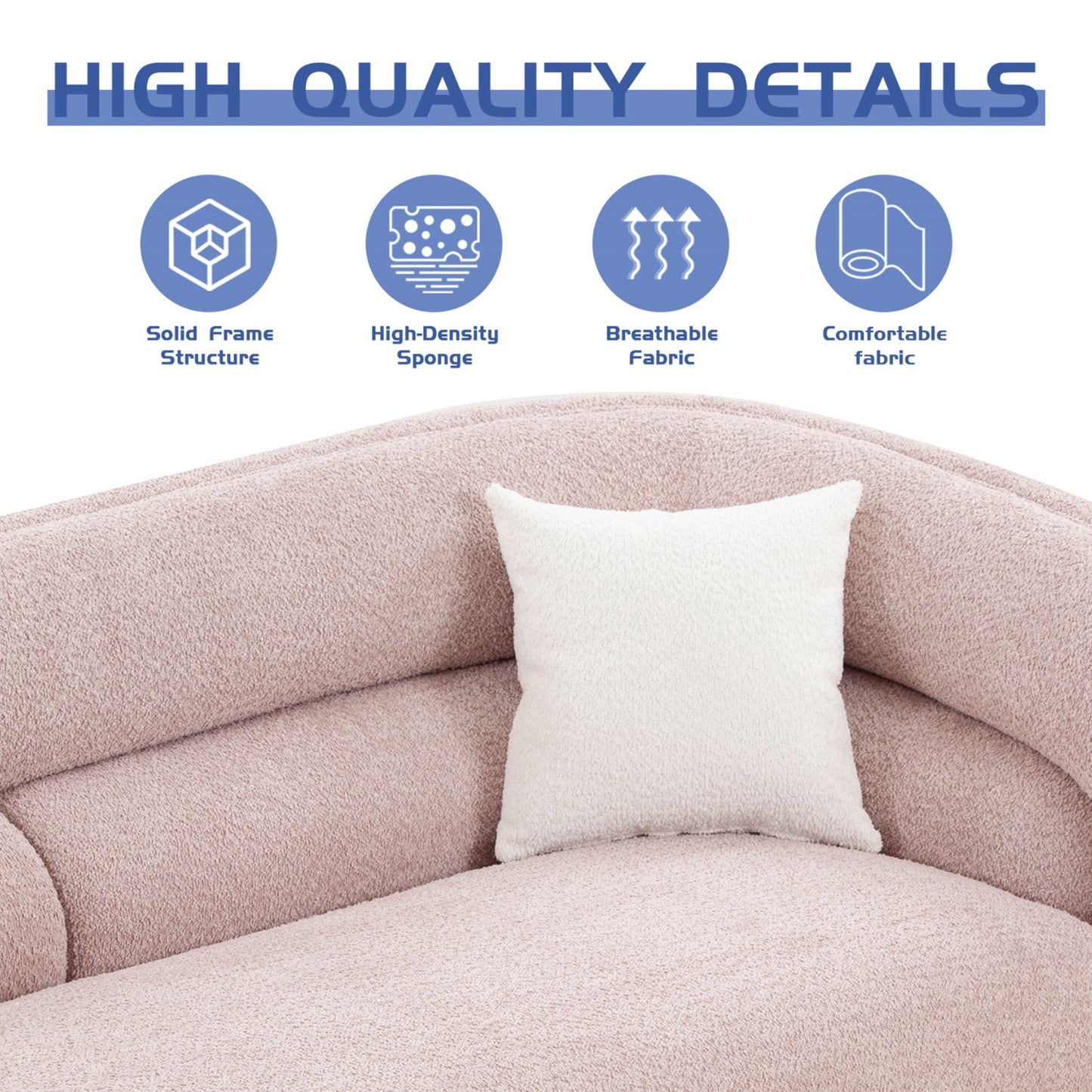 Divano curvo imbottito moderno contemporaneo 91 con 2 cuscini per soggiorno