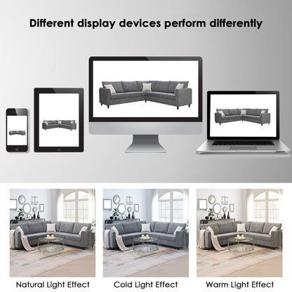 Divano componibile moderno imbottito per soggiorno 91*91, divano a forma di L con 3 cuscini