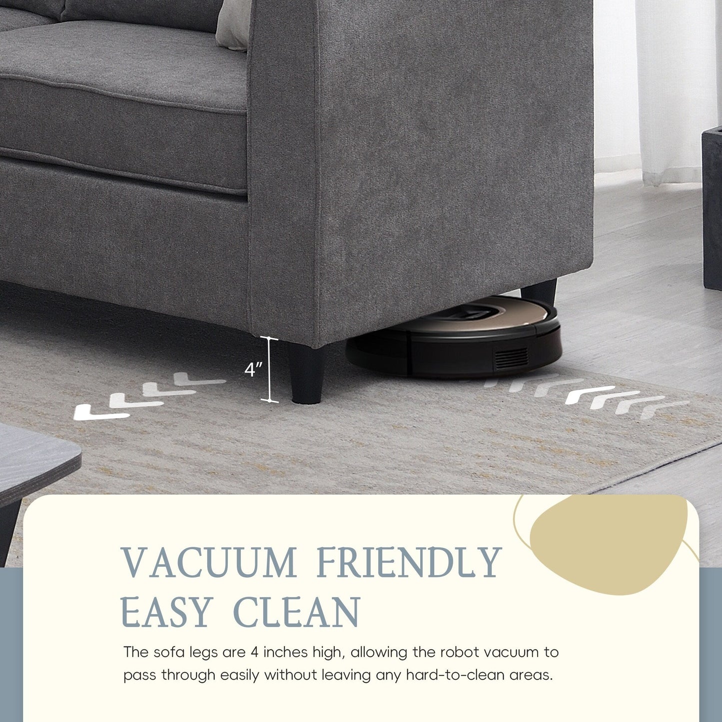 Divano componibile moderno imbottito per soggiorno 91*91, divano a forma di L con 3 cuscini