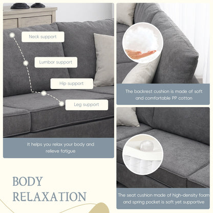 Divano componibile moderno imbottito per soggiorno 91*91, divano a forma di L con 3 cuscini