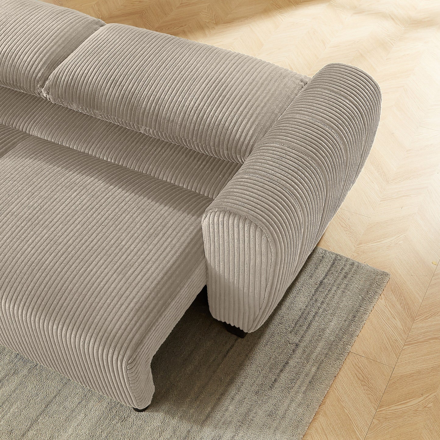 Divano a 3 posti in velluto a coste 92.1 con design convertibile 2 in 1, scomparti portaoggetti integrati