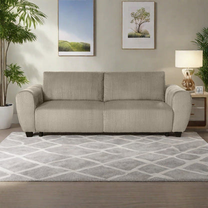 Divano a 3 posti in velluto a coste 92.1 con design convertibile 2 in 1, scomparti portaoggetti integrati