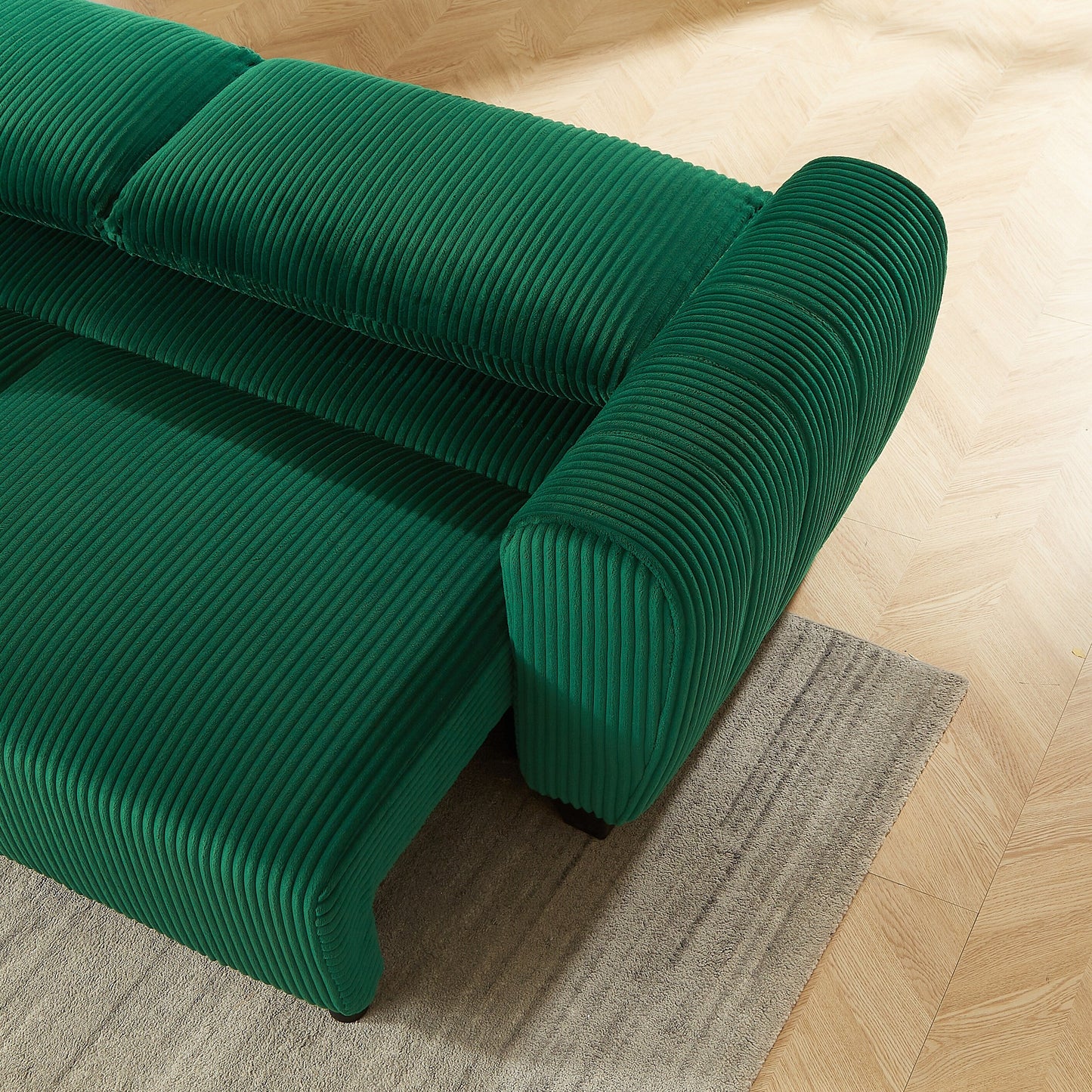 Divano a 3 posti in velluto a coste 92.1 con design convertibile 2 in 1, scomparti portaoggetti integrati