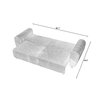 Divano a 3 posti in velluto a coste 92.1 con design convertibile 2 in 1, scomparti portaoggetti integrati