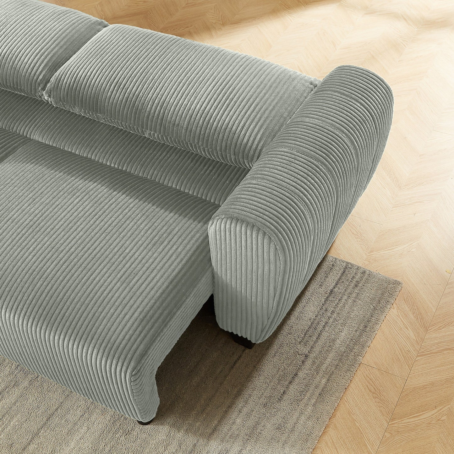 Divano a 3 posti in velluto a coste 92.1 con design convertibile 2 in 1, scomparti portaoggetti integrati