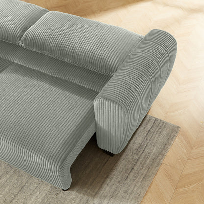 Divano a 3 posti in velluto a coste 92.1 con design convertibile 2 in 1, scomparti portaoggetti integrati