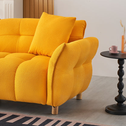 Divano Teddy lungo 93,70 pollici, in tessuto, con due cuscini abbinati e tre sedili spaziosi e comodi