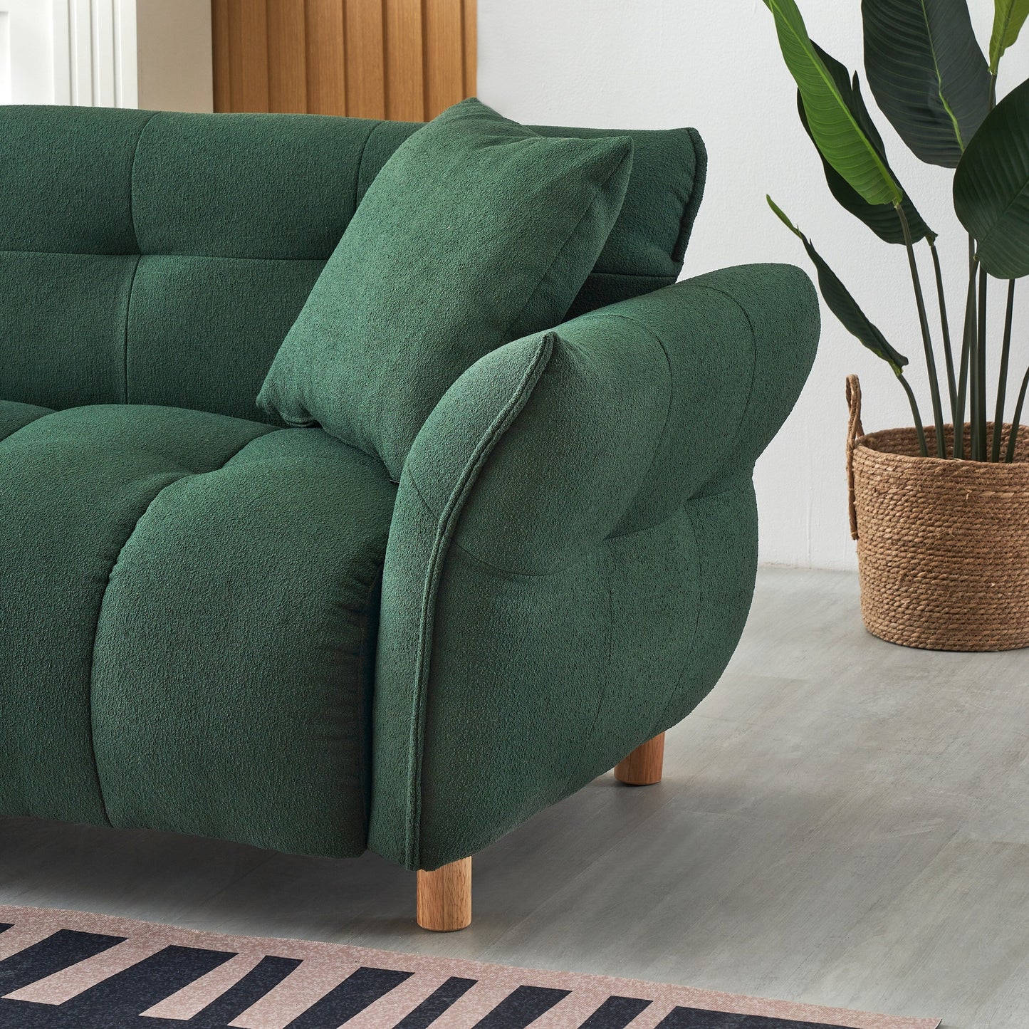 Divano Teddy lungo 93,70 pollici, in tessuto, con due cuscini abbinati e tre sedili spaziosi e comodi