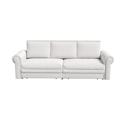 Divano letto 3 posti in velluto 93.7 con braccioli arrotolati e finiture con borchie