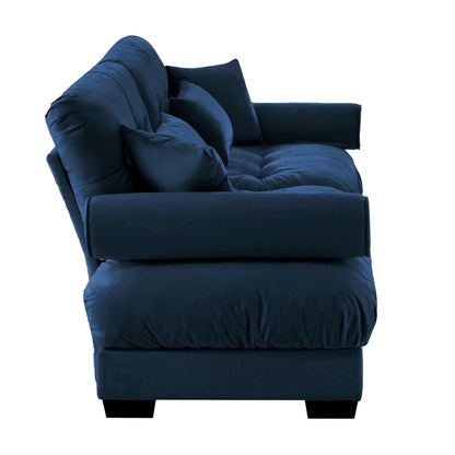 Divano 93.7Velvet a 3 posti con braccioli a rullo, cuscini in spugna ad alta resilienza