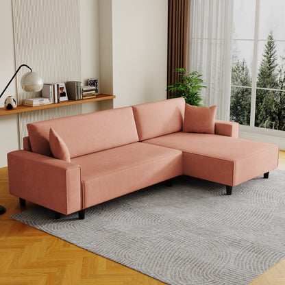 Divano letto convertibile in velluto a coste da 93'' a 3 posti con chaise longue regolabile, due cuscini e spazio di archiviazione - Design salvaspazio