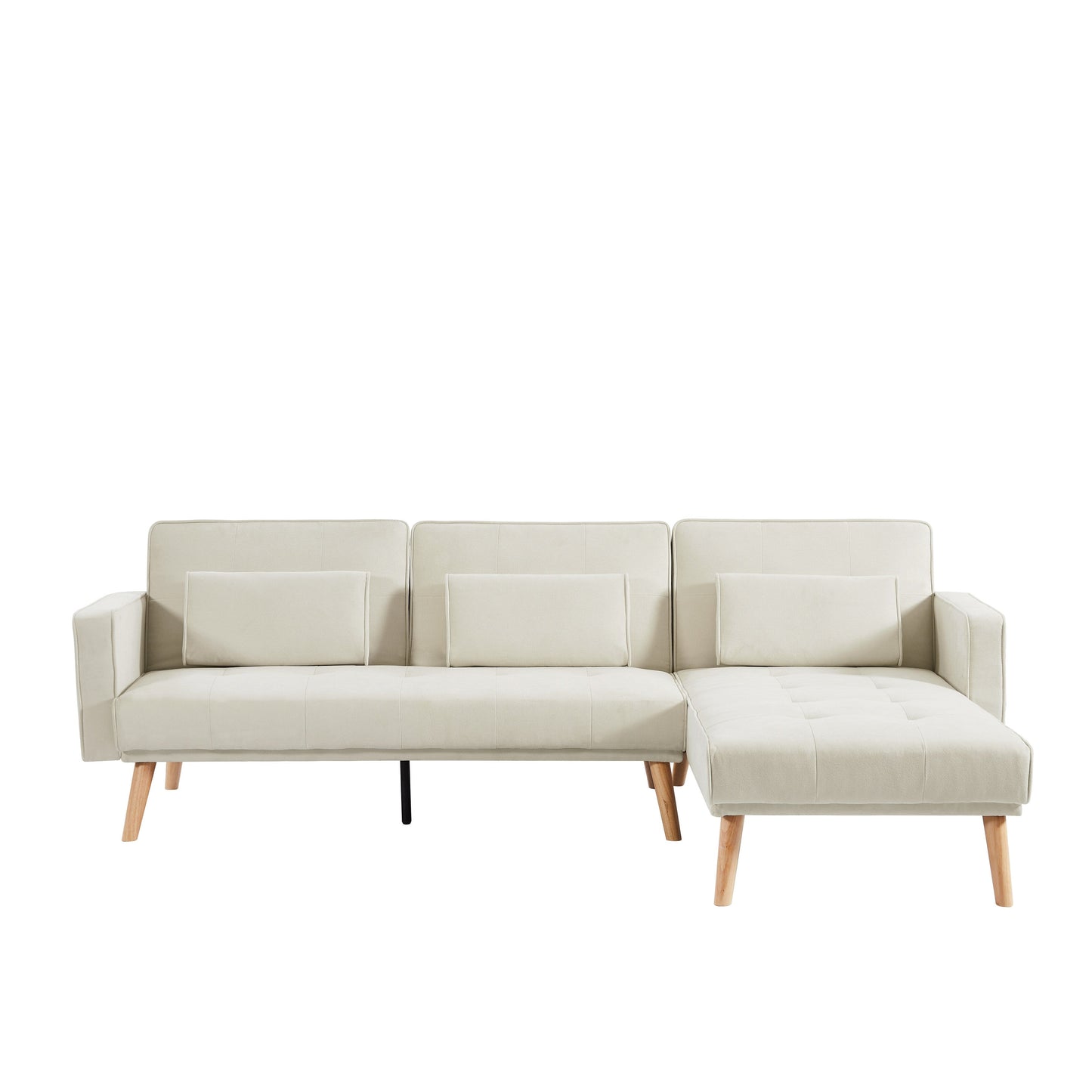 Divano componibile in lino 94.5 con chaise longue rivolta a destra, borsa organizer e cuscini in schiuma