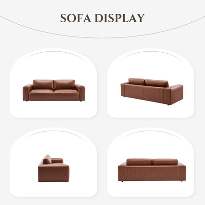 Divano oversize a 3 posti 95 - Sedute extra profonde e braccioli larghi, divano in similpelle imbottito in piuma per soggiorno e appartamento