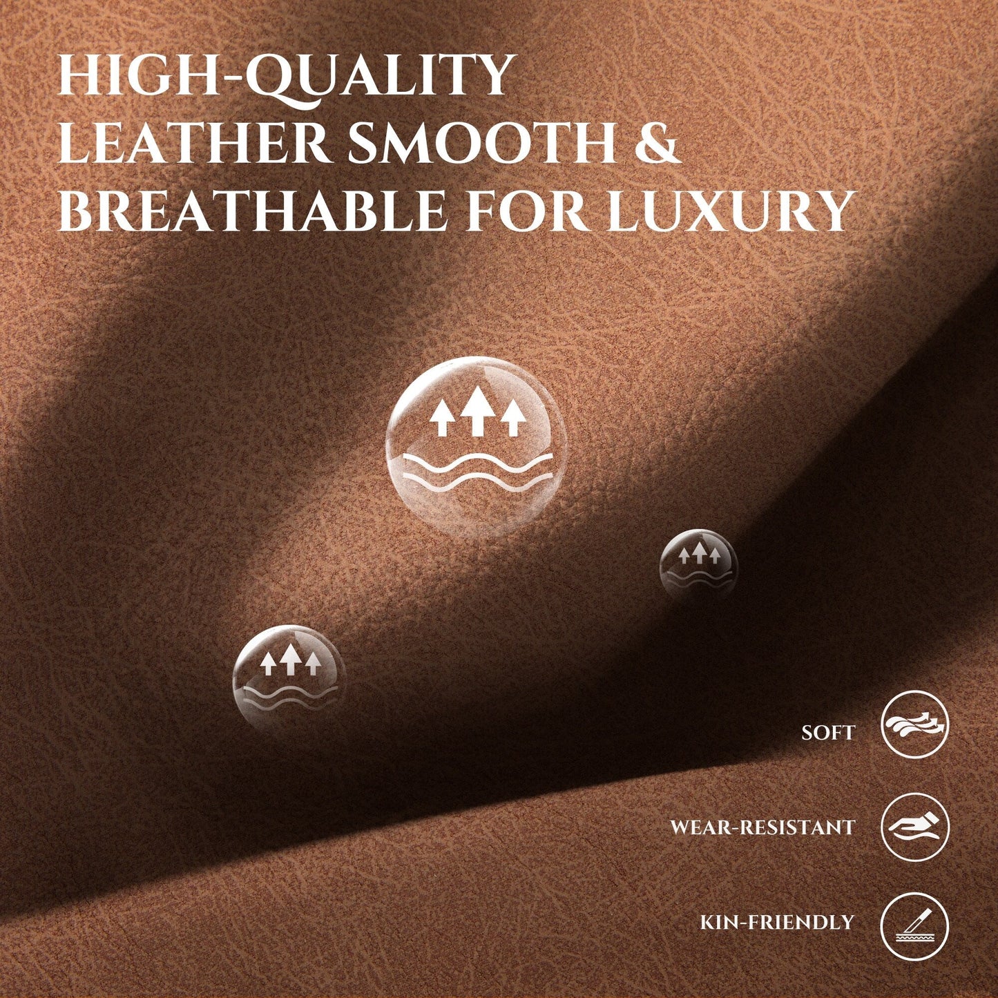 Divano oversize a 3 posti 95 - Sedute extra profonde e braccioli larghi, divano in similpelle imbottito in piuma per soggiorno e appartamento