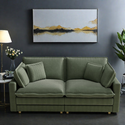 Divano moderno classico a 3 posti in velluto a coste 96 - Seduta profonda, con 4 cuscini per soggiorno