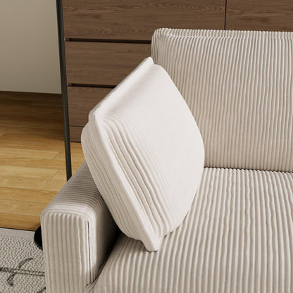 Divano moderno classico a 3 posti in velluto a coste 96 - Seduta profonda, con 4 cuscini per soggiorno