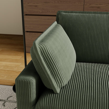 Divano moderno classico a 3 posti in velluto a coste 96 - Seduta profonda, con 4 cuscini per soggiorno